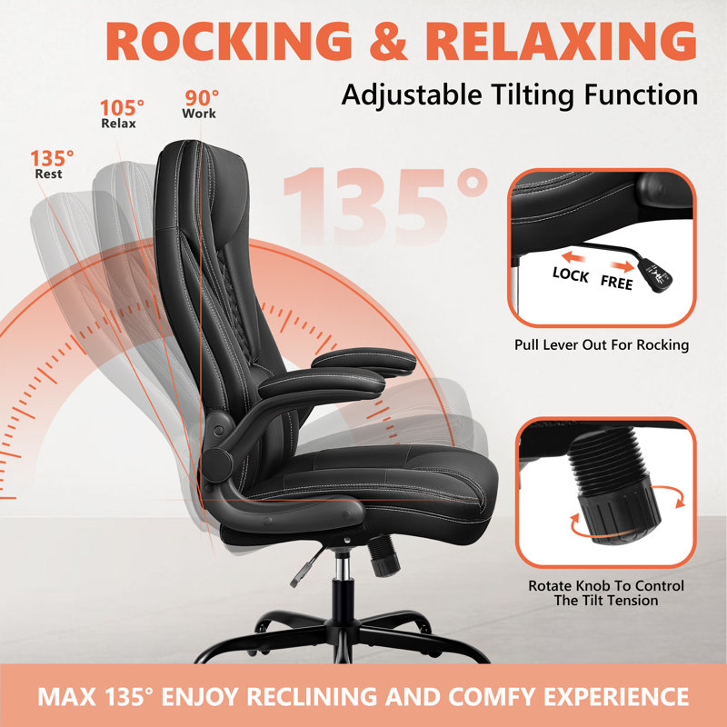 Inbox Zero Loriece Ergonomic Executive Chair with Flip-up Inbox Zero Loriece Ergonomic Executive Chair with Flip-up